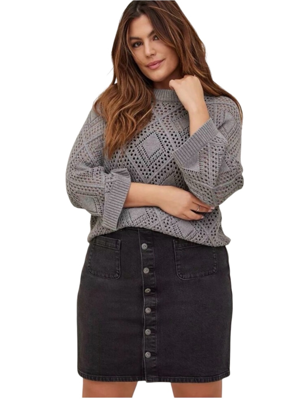 Torrid Button Front Denim Mini Skirt